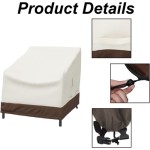 Garden chair cover with drawstring, waterproof Oxford fabric, beige (91.5x85x80cm)